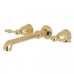 Kingston Brass Naples 2-Handle Wall Mount Roman Tub Faucet, Polished Brass