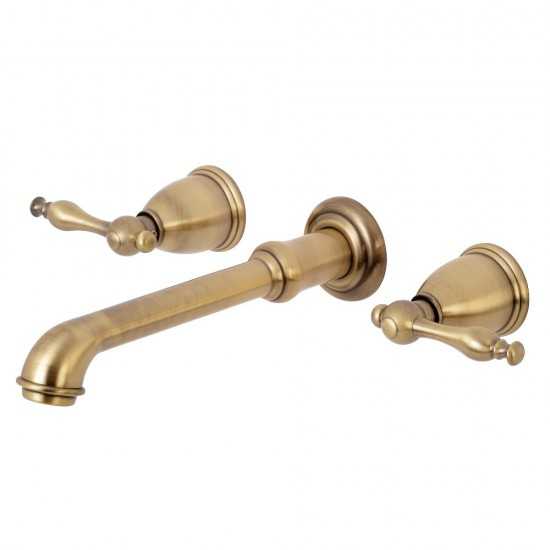 Kingston Brass Naples 2-Handle Wall Mount Roman Tub Faucet, Antique Brass