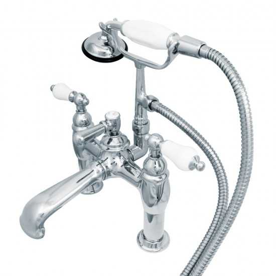 Kingston Brass Vintage 7-Inch Deck Mount Tub Faucet with Hand Shower, Polished Chrome