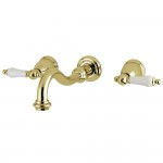 Kingston Brass Restoration Two-Handle Wall Mount Tub Faucet, Polished Brass