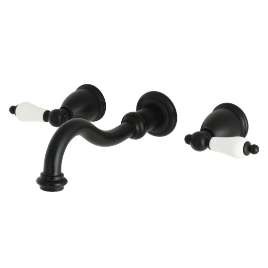 Kingston Brass Restoration Two-Handle Wall Mount Tub Faucet, Matte Black