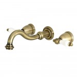 Kingston Brass Restoration Two-Handle Wall Mount Tub Faucet, Antique Brass