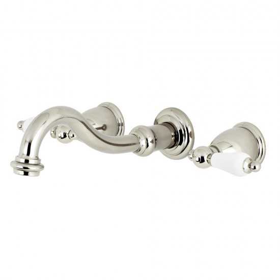 Kingston Brass Restoration Two-Handle Wall Mount Tub Faucet, Polished Nickel