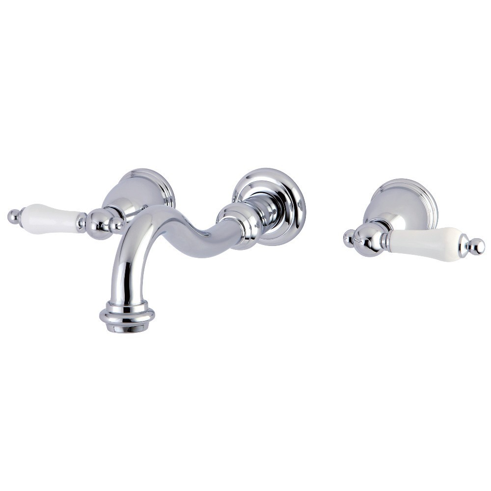 Kingston Brass Restoration Two-Handle Wall Mount Tub Faucet, Polished Chrome Kingston Brass Restoration Two-Handle Wall Mount Tub Faucet, Polished Chrome