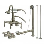 Kingston Brass Vintage Deck Mount Clawfoot Tub Faucet Package, Brushed Nickel