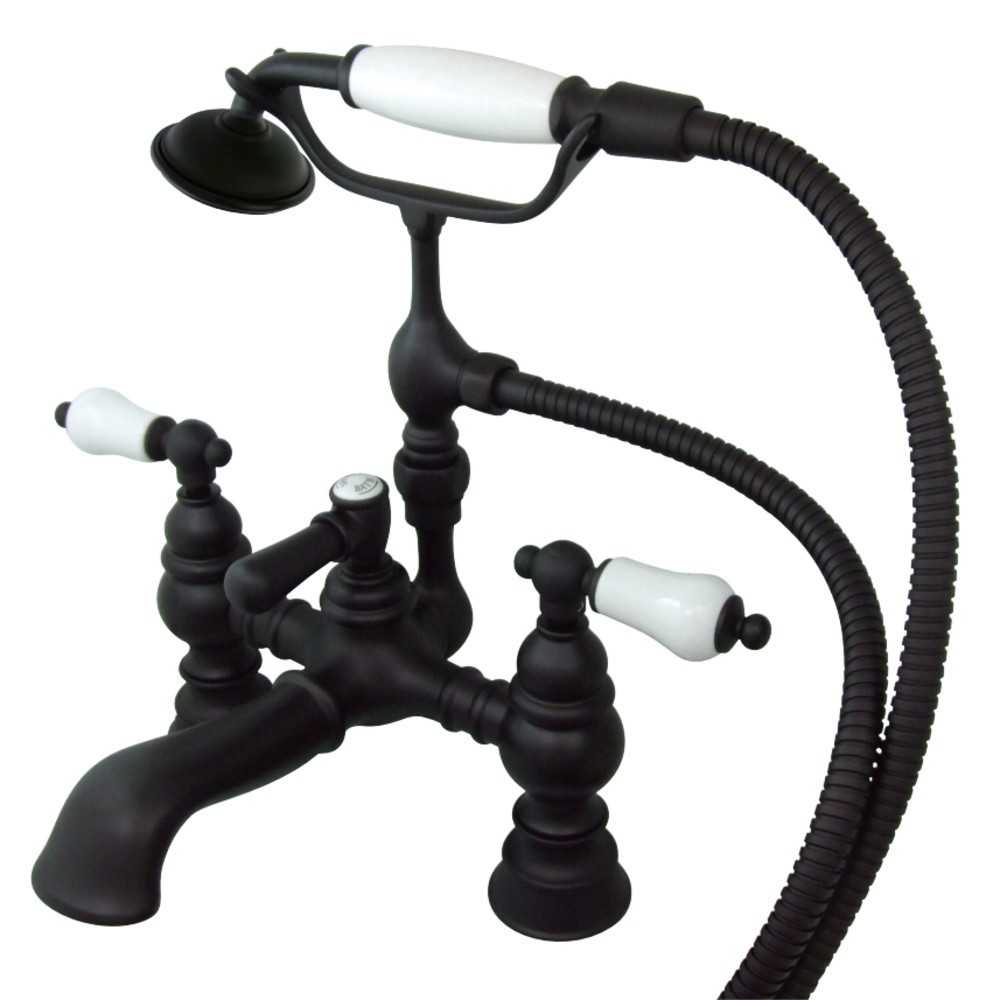 Kingston Brass Vintage 7-Inch Deck Mount Tub Faucet with Hand Shower, Oil Rubbed Bronze