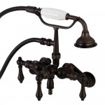 Kingston Brass Aqua Vintage 3-3/8 Inch Adjustable Wall Mount Clawfoot Tub Faucet with Hand Shower, Oil Rubbed Bronze