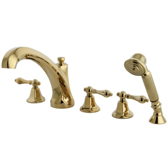 Kingston Brass Metropolitan Roman Tub Faucet with Hand Shower, Polished Brass