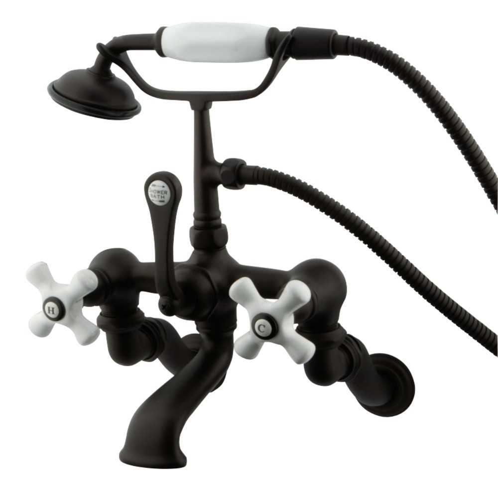 Kingston Brass Vintage Wall Mount Clawfoot Tub Faucet with Hand Shower, Oil Rubbed Bronze Kingston Brass Vintage Wall Mount Clawfoot Tub Faucet with Hand Shower, Oil Rubbed Bronze