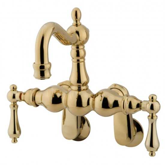 Kingston Brass Vintage Adjustable Center Wall Mount Tub Faucet, Polished Brass