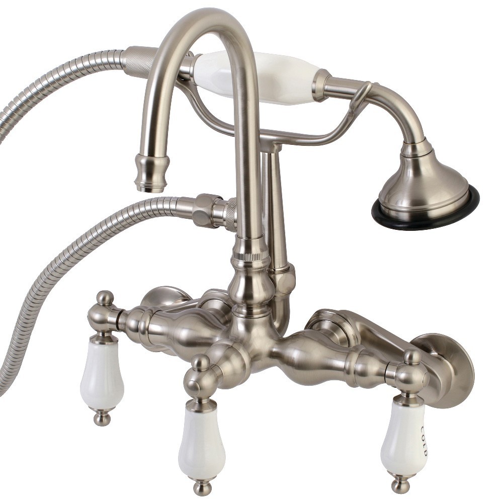 Kingston Brass Aqua Vintage Wall Mount Clawfoot Tub Faucets, Brushed Nickel