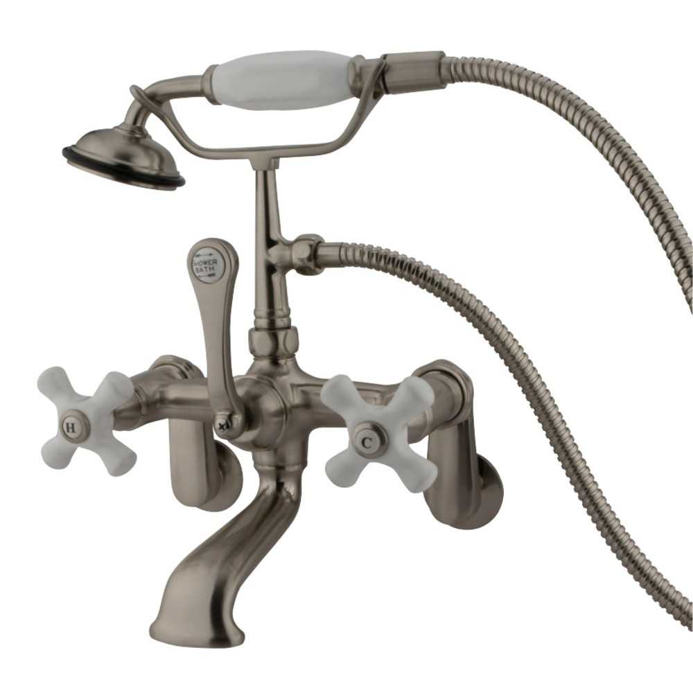 Kingston Brass Vintage Adjustable Center Wall Mount Tub Faucet, Brushed Nickel Kingston Brass Vintage Adjustable Center Wall Mount Tub Faucet, Brushed Nickel