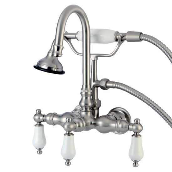 Kingston Brass Aqua Vintage Wall Mount Clawfoot Tub Faucet, Brushed Nickel