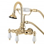 Kingston Brass Aqua Vintage Wall Mount Clawfoot Tub Faucet, Polished Brass