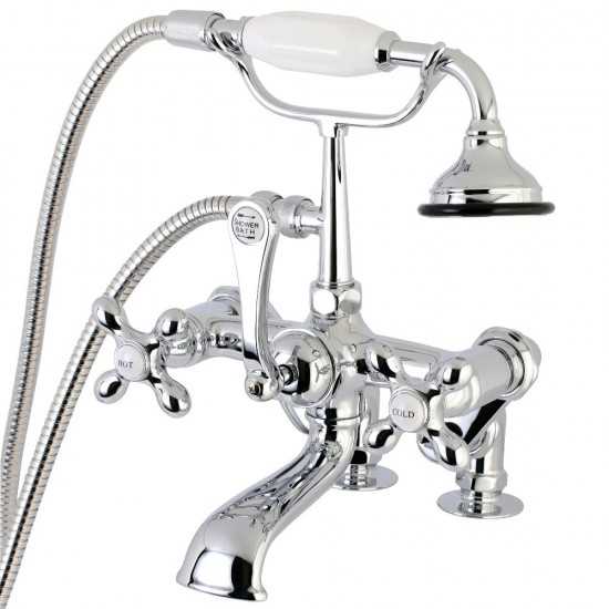 Kingston Brass Auqa Vintage 7-inch Adjustable Clawfoot Tub Faucet with Hand Shower, Polished Chrome
