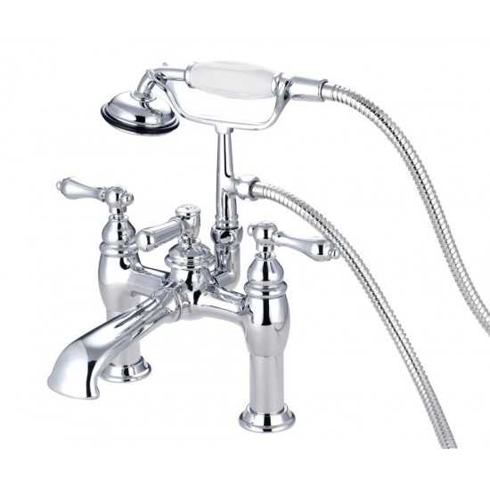 Kingston Brass Vintage 7-Inch Deck Mount Tub Faucet with Hand Shower, Polished Chrome