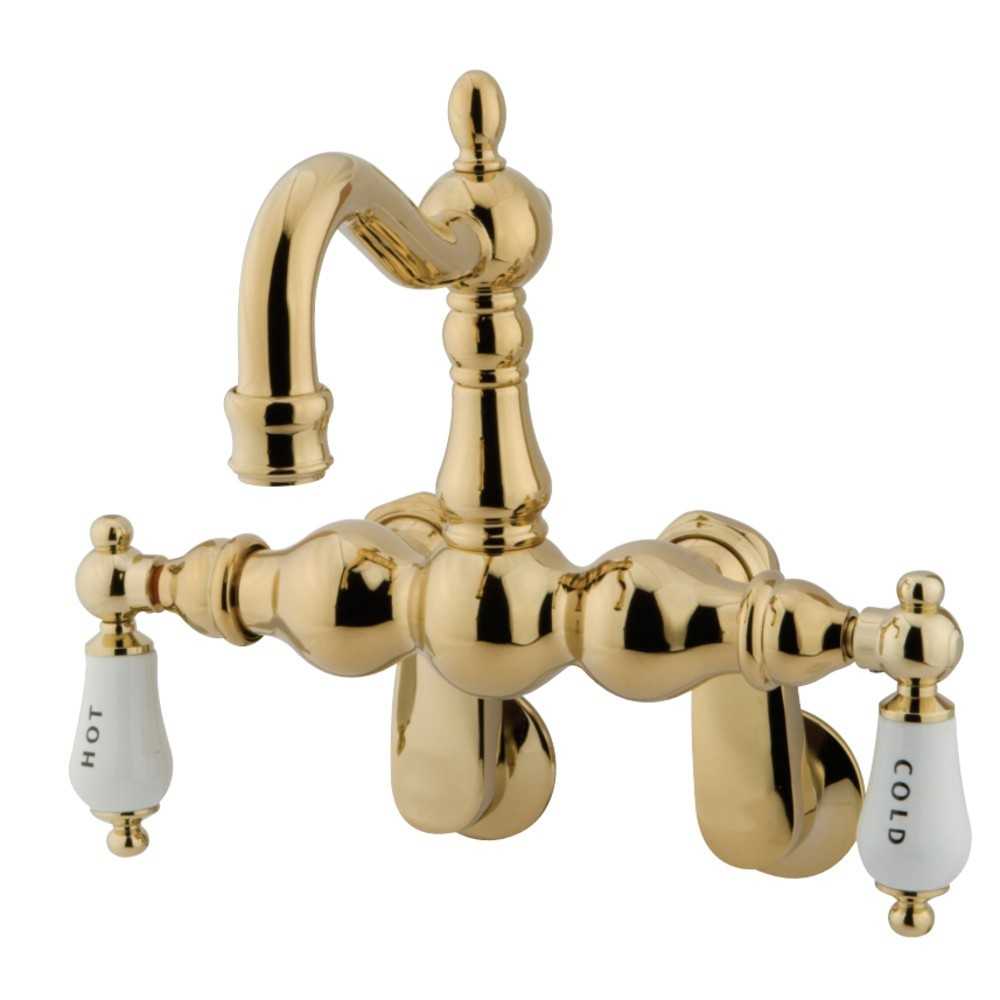 Kingston Brass Vintage Adjustable Center Wall Mount Tub Faucet, Polished Brass