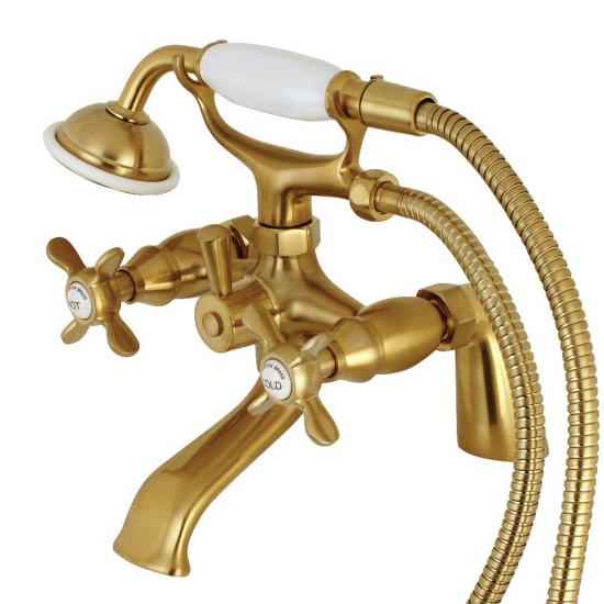 Kingston Brass Essex Clawfoot Tub Faucet with Hand Shower, Brushed Brass