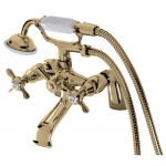 Kingston Brass Essex Clawfoot Tub Faucet with Hand Shower, Polished Brass