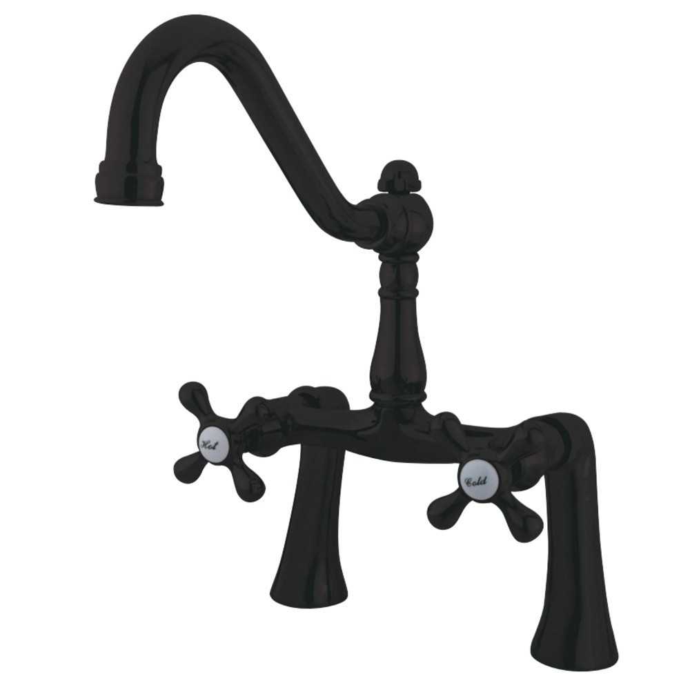 Kingston Brass Restoration 7-Inch Center Deck Mount Clawfoot Tub Faucet, Oil Rubbed Bronze