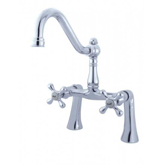 Kingston Brass Restoration 7-Inch Center Deck Mount Clawfoot Tub Faucet, Polished Chrome
