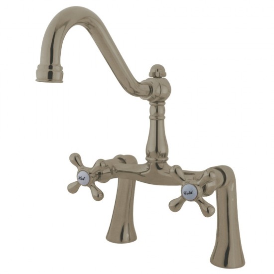 Kingston Brass Restoration 7-Inch Center Deck Mount Clawfoot Tub Faucet, Brushed Nickel