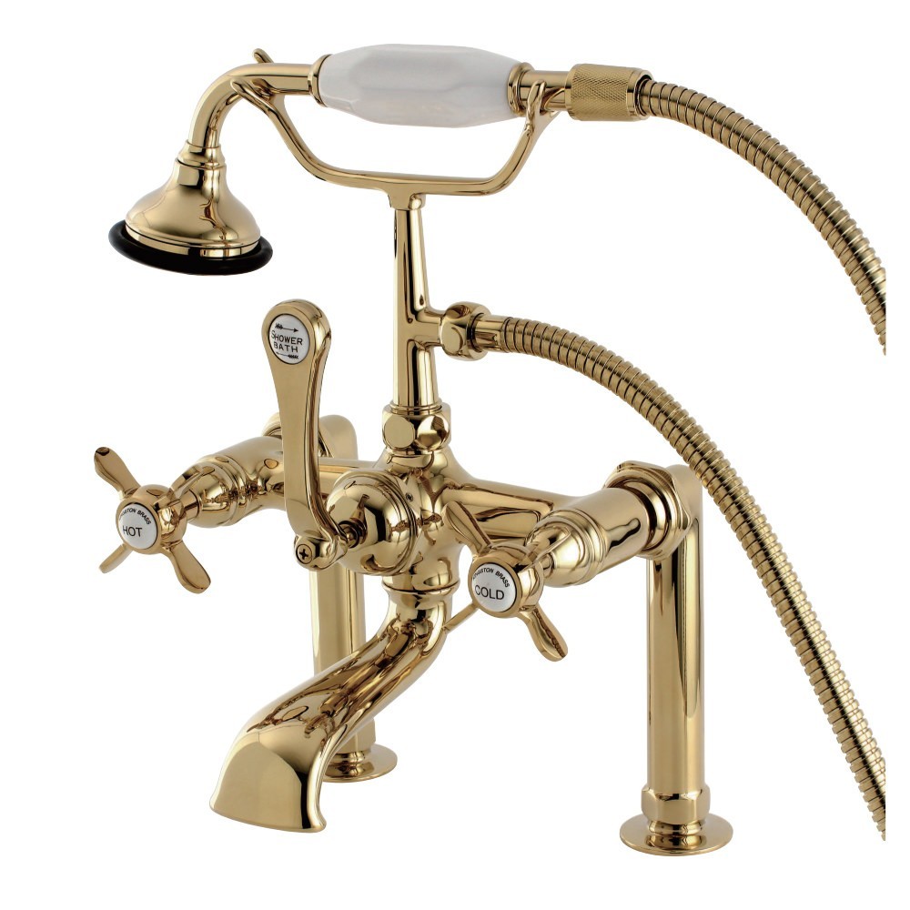 Aqua Vintage Essex Deck Mount Clawfoot Tub Faucet, Polished Brass