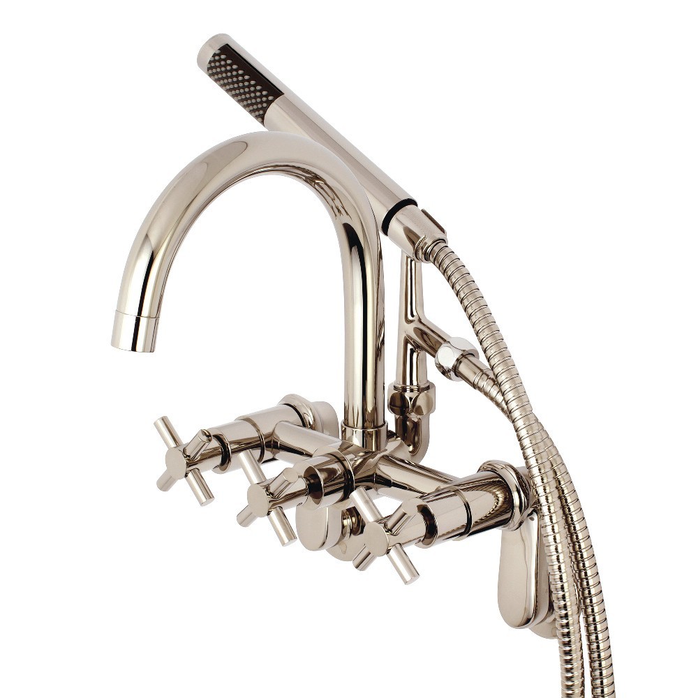 Aqua Vintage Concord 7-Inch Adjustable Wall Mount Tub Faucet, Polished Nickel