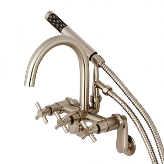 Aqua Vintage Concord 7-Inch Adjustable Wall Mount Tub Faucet, Brushed Nickel