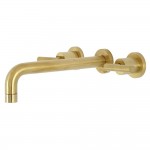 Kingston Brass Manhattan 2-Handle Wall Mount Tub Faucet, Brushed Brass