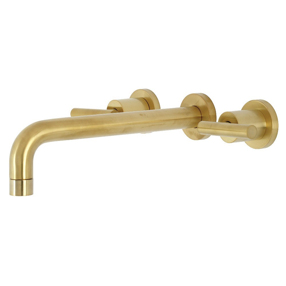 Kingston Brass Manhattan 2-Handle Wall Mount Tub Faucet, Brushed Brass Kingston Brass Manhattan 2-Handle Wall Mount Tub Faucet, Brushed Brass