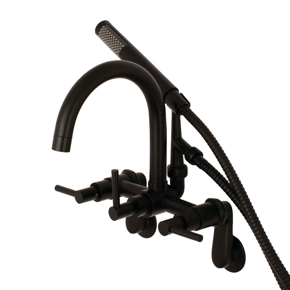 Aqua Vintage Concord 7-Inch Adjustable Wall Mount Tub Faucet, Matte Black