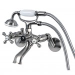 Kingston Brass Kingston Wall Mount Clawfoot Tub Faucet with Hand Shower, Brushed Nickel