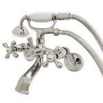 Kingston Brass Kingston Wall Mount Clawfoot Tub Faucet with Hand Shower, Polished Nickel
