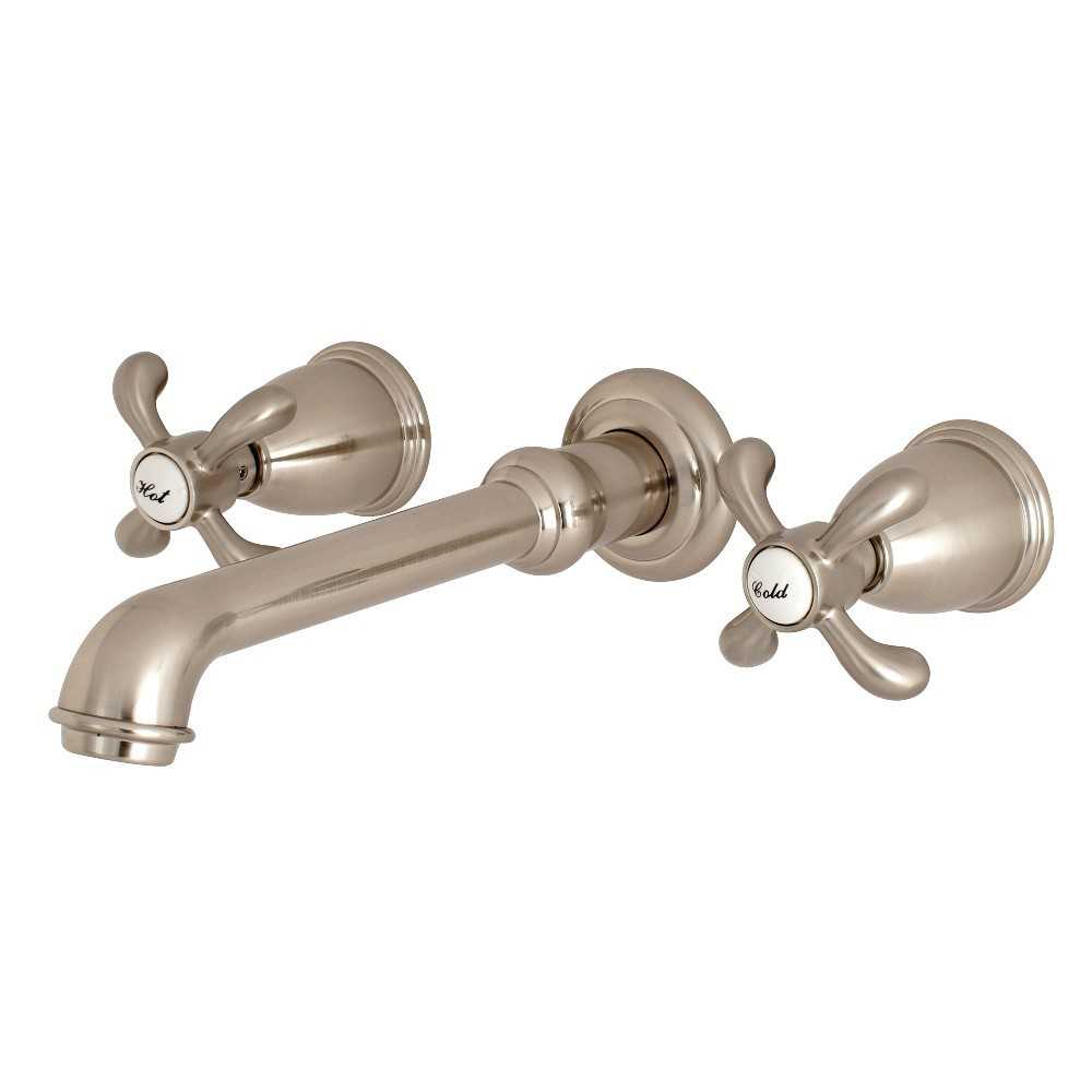 Kingston Brass French Country 2-Handle Wall Mount Roman Tub Faucet, Brushed Nickel