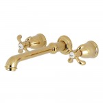Kingston Brass French Country 2-Handle Wall Mount Roman Tub Faucet, Polished Brass