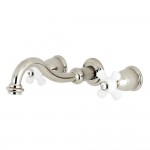 Kingston Brass Restoration Two-Handle Wall Mount Tub Faucet, Polished Nickel