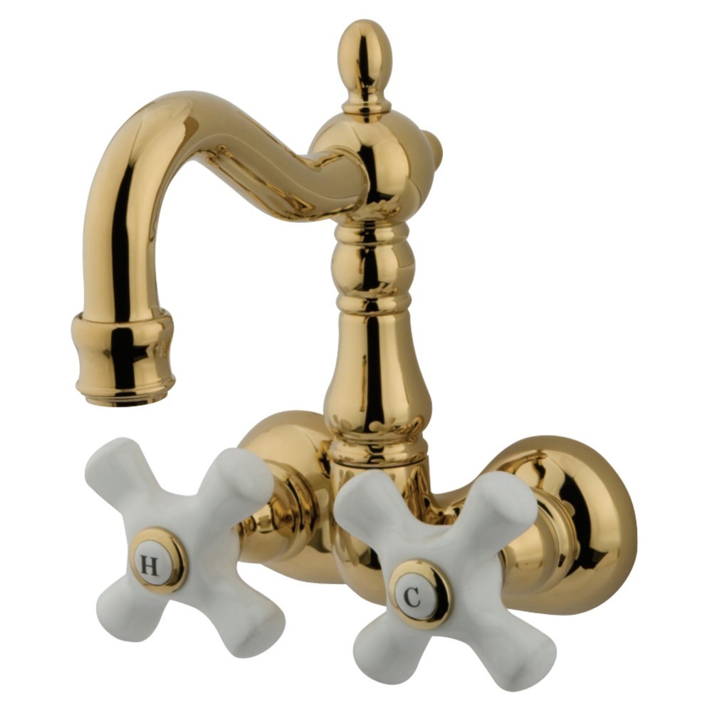 Kingston Brass Vintage 3-3/8-Inch Wall Mount Tub Faucet, Polished Brass