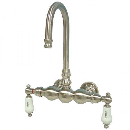 Kingston Brass Vintage 3-3/8-Inch Wall Mount Tub Faucet, Brushed Nickel