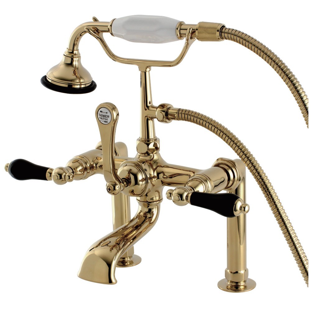 Aqua Vintage Duchess Deck Mount Clawfoot Tub Faucet, Polished Brass