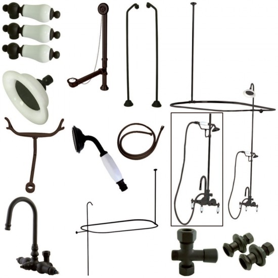 Kingston Brass Vintage High Arc Gooseneck Clawfoot Tub Faucet Package, Oil Rubbed Bronze