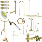 Kingston Brass Vintage High Arc Gooseneck Clawfoot Tub Faucet Package, Polished Brass