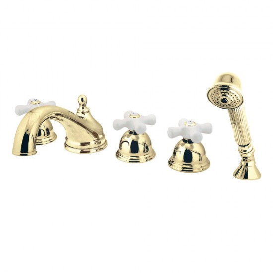 Kingston Brass Roman Tub Faucet with Hand Shower, Polished Brass