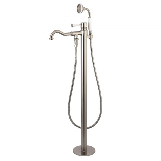 Kingston Brass Paris Freestanding Tub Faucet with Hand Shower, Brushed Nickel