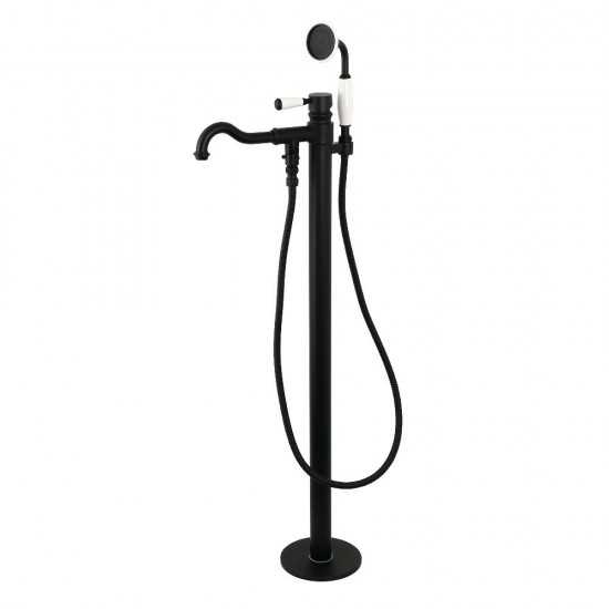 Kingston Brass Paris Freestanding Tub Faucet with Hand Shower, Matte Black