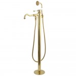 Kingston Brass Paris Freestanding Tub Faucet with Hand Shower, Polished Brass