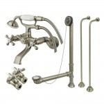 Kingston Brass Vintage Wall Mount Clawfoot Faucet Package, Brushed Nickel