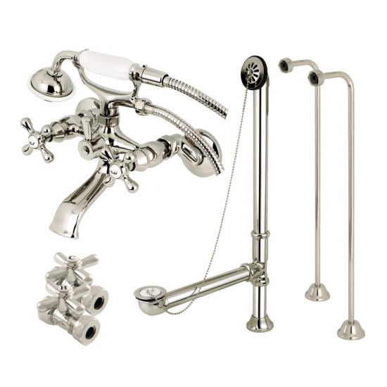 Kingston Brass Vintage Wall Mount Clawfoot Faucet Package, Polished Nickel