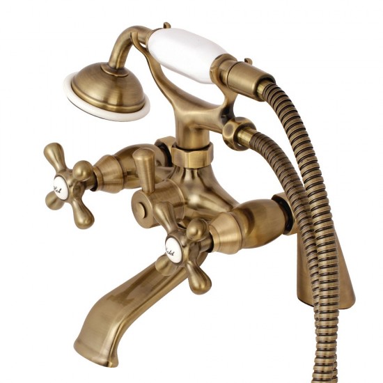 Kingston Brass Kingston Clawfoot Tub Faucet with Hand Shower, Antique Brass