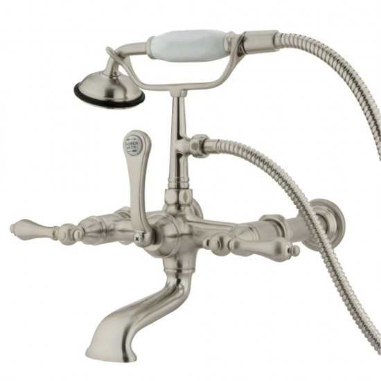 Kingston Brass Vintage 7-Inch Wall Mount Tub Faucet with Hand Shower, Brushed Nickel